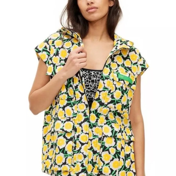 Diane Von Furstenberg Floral Hooded Vest - Picture 1 of 14